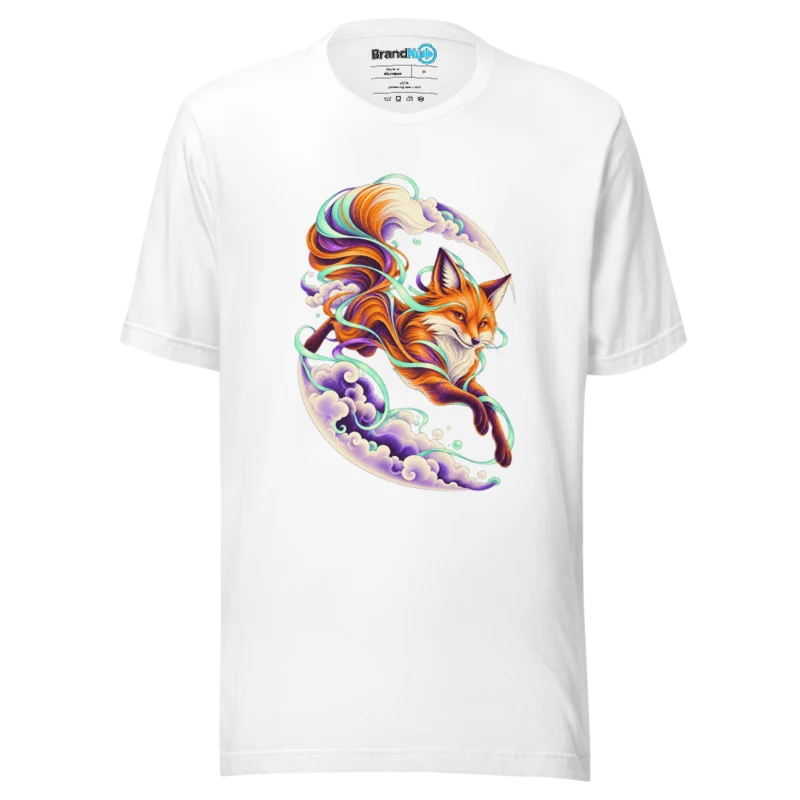 Neon Fox Cloud T Shirt - White