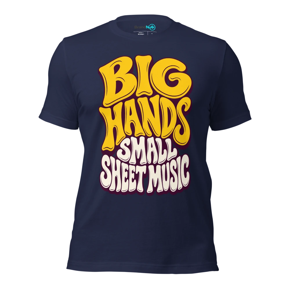 BIG HANDS SMALL SHEET MUSIC T Shirt Navy Front