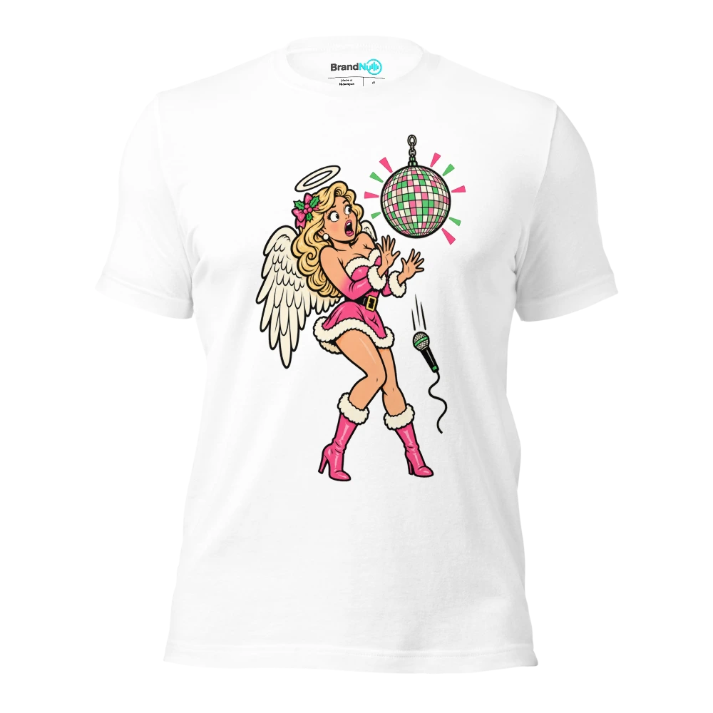 THE DISCO ANGEL HAS MISSED THE CUE T Shirt White Front