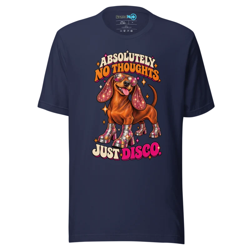 BrandNu Absolutely No Thoughts. Just Disco. T-Shirt - Navy - Front