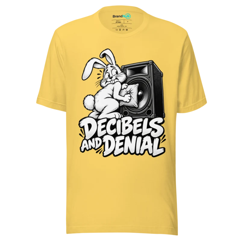 DECIBELS AND DENIAL T Shirt - Yellow