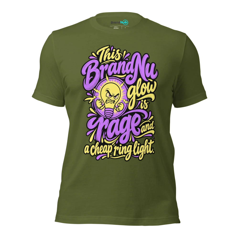 This BrandNu glow is rage and a cheap ring light T Shirt Olive Front
