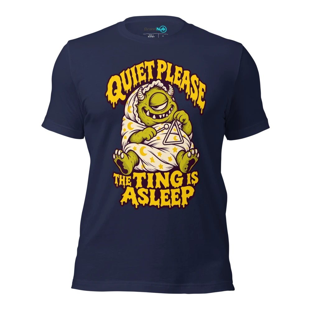 QUIET PLEASE THE TING IS ASLEEP T Shirt Navy Front