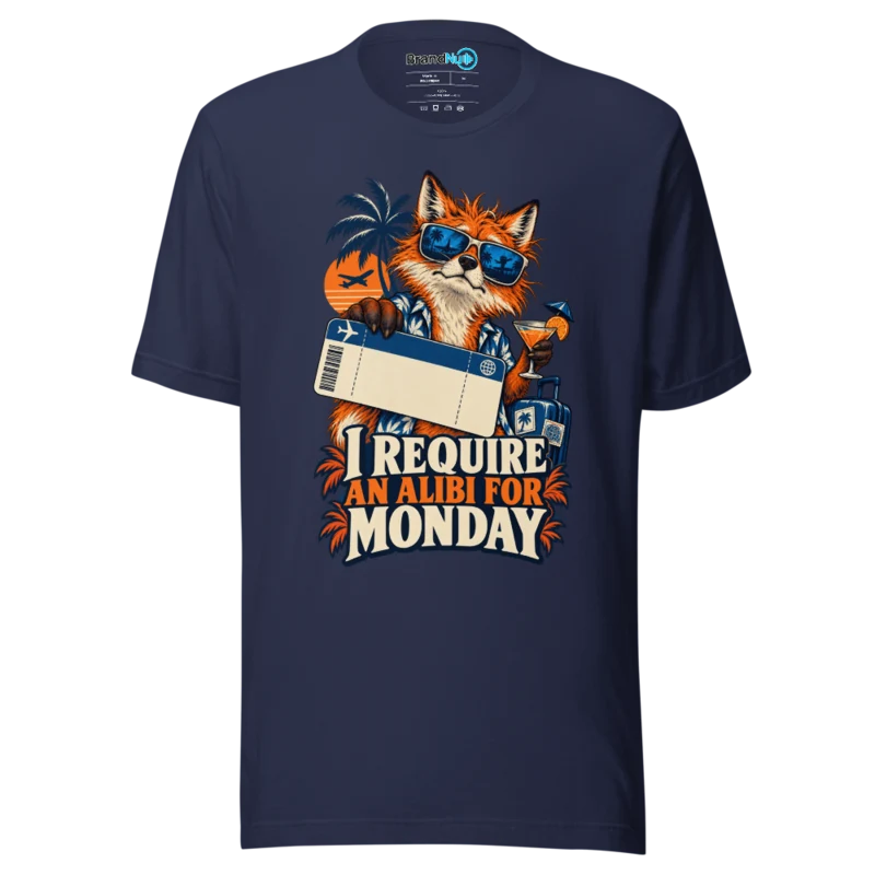 I Require An Alibi For Monday T Shirt Navy