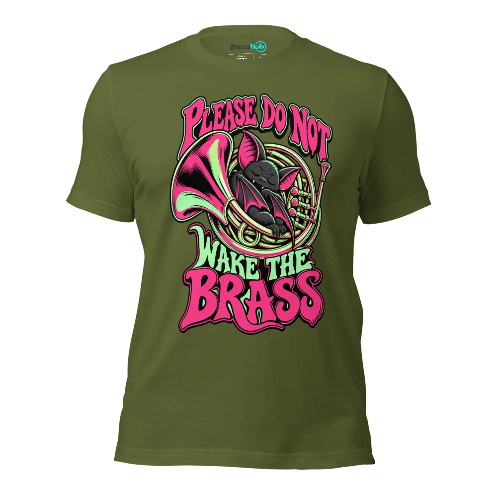 PLEASE DO NOT WAKE THE BRASS T Shirt Olive Front