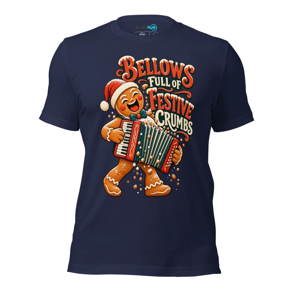 BELLOWS FULL OF FESTIVE CRUMBS T Shirt Navy Front