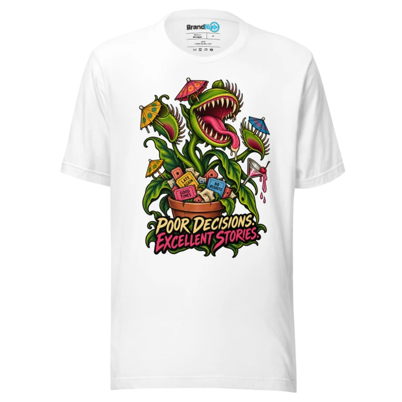 Poor Decisions Botanical – Rave Graphic T Shirt - White