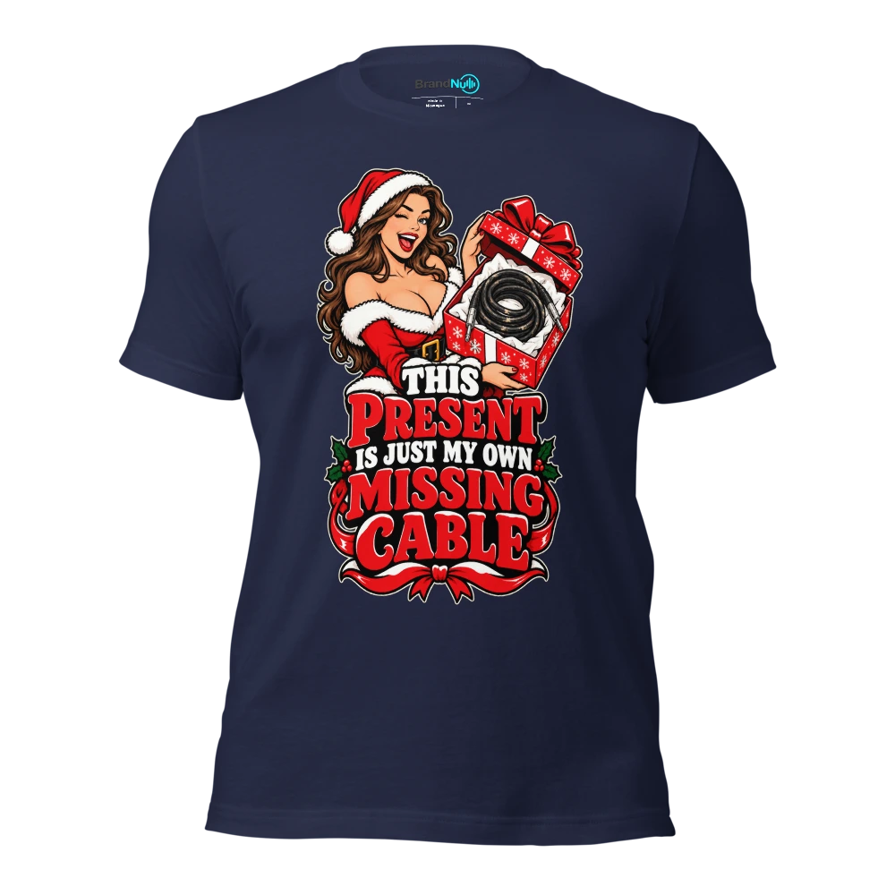 THIS PRESENT IS JUST MY OWN MISSING CABLE T Shirt Navy Front