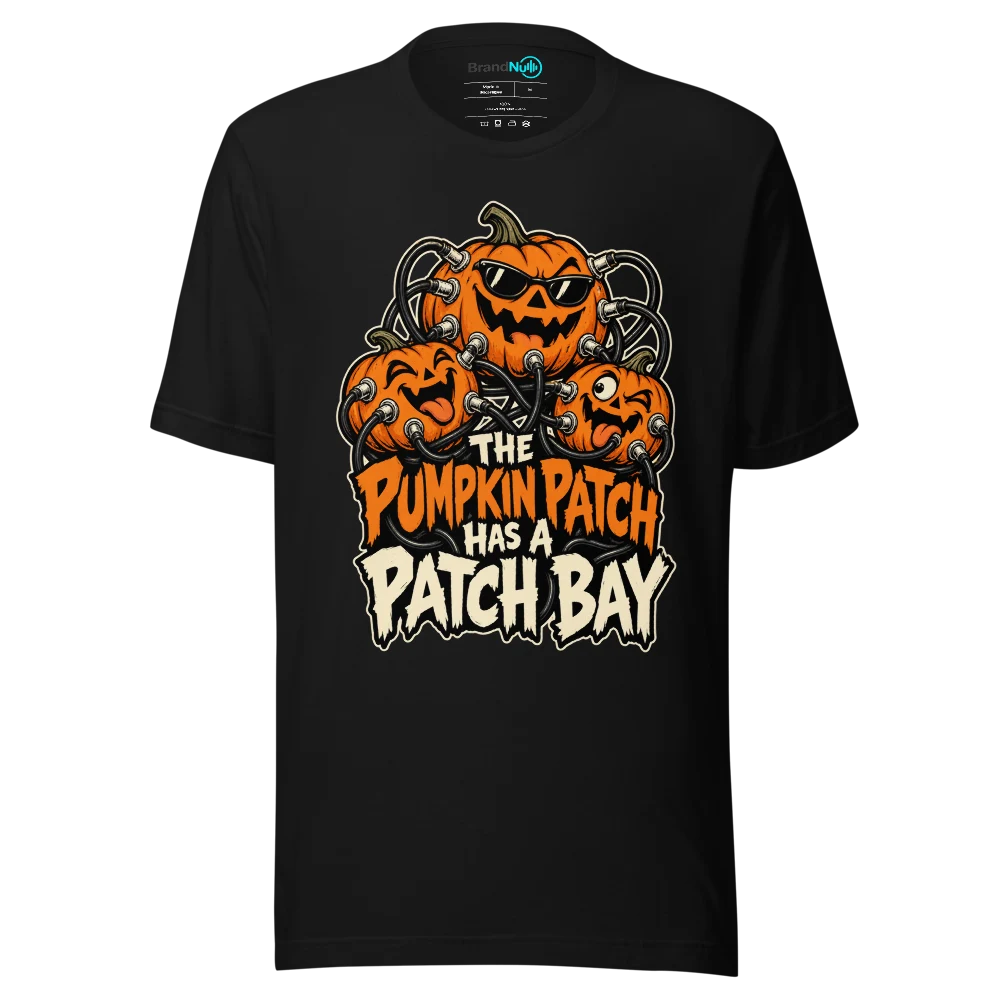 THE PUMPKIN PATCH HAS A PATCH BAY T Shirt Black Front