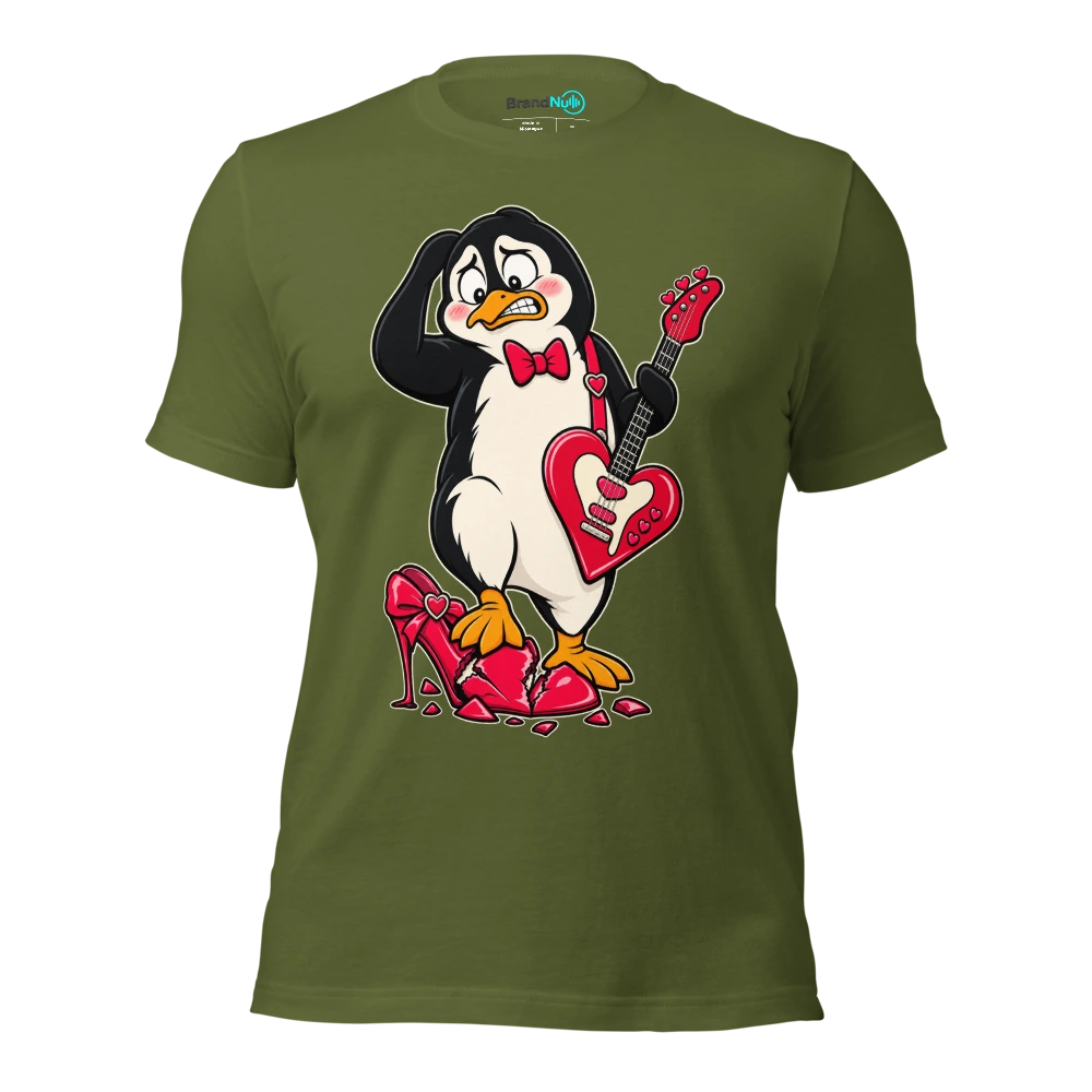 THE PENGUIN HAS STEPPED ON THE ROMANCE AGAIN T Shirt Olive Front