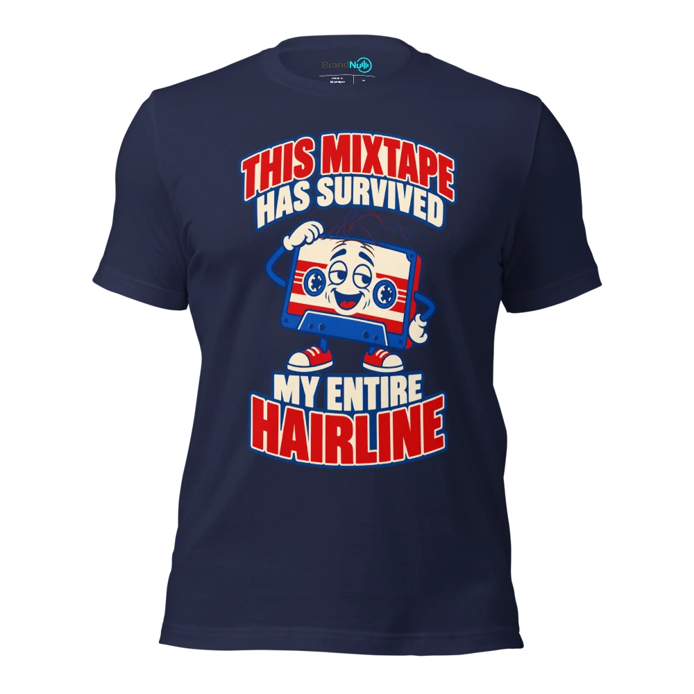 THIS MIXTAPE HAS SURVIVED MY ENTIRE HAIRLINE T Shirt Navy Front
