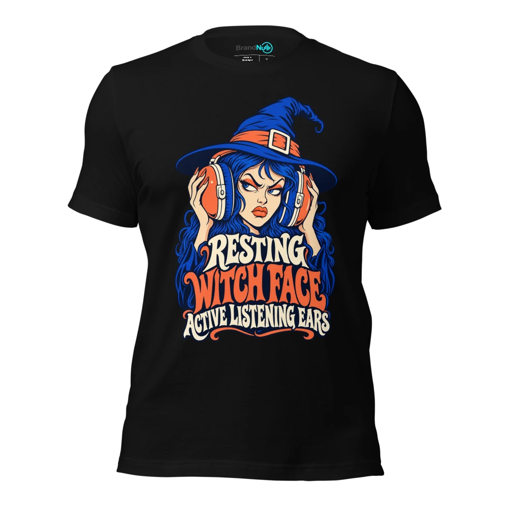 RESTING WITCH FACE ACTIVE LISTENING EARS T Shirt Black Front