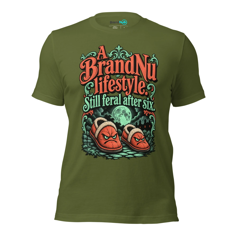 A BrandNu lifestyle. Still feral after six T Shirt Olive Front
