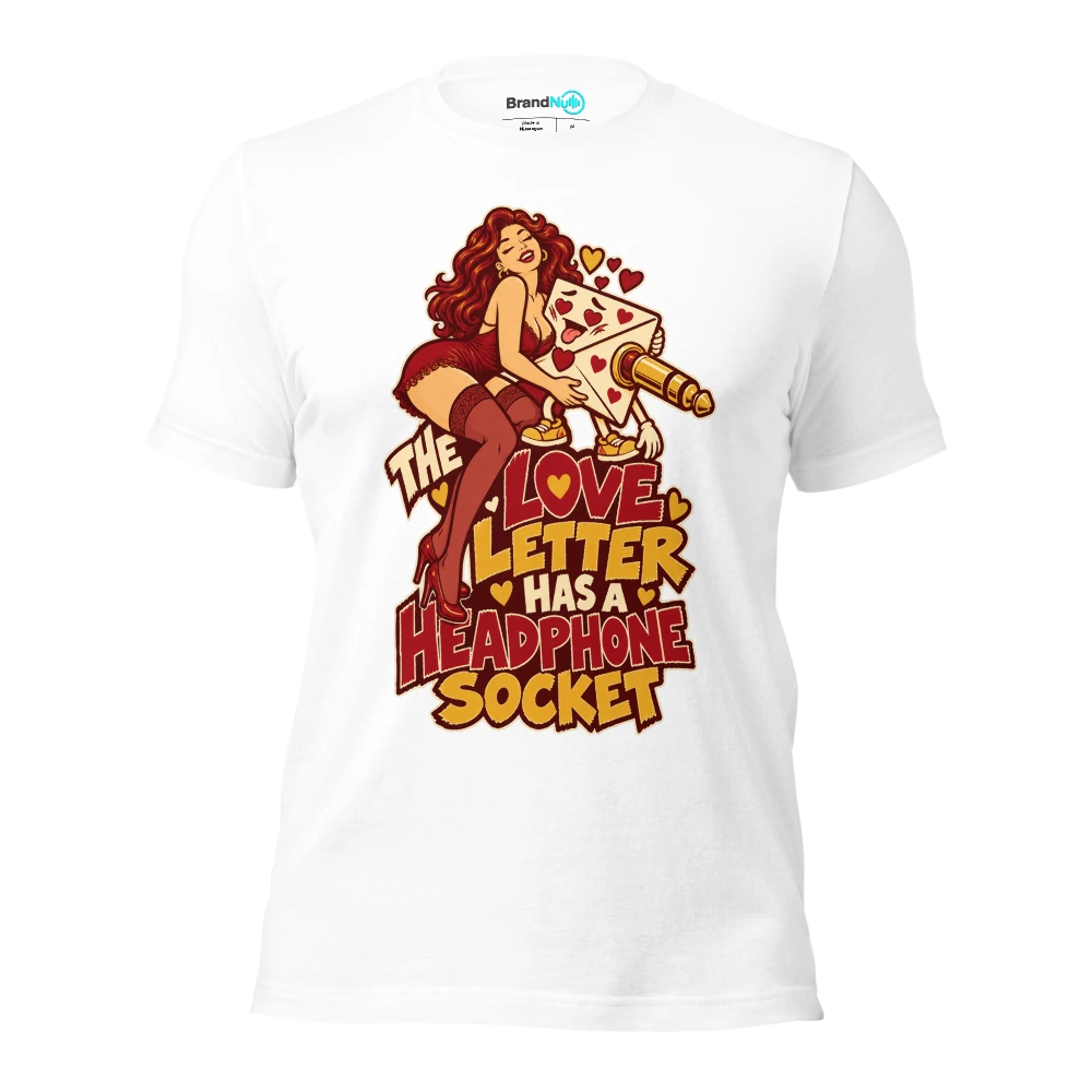 THE LOVE LETTER HAS A HEADPHONE SOCKET T Shirt White Front