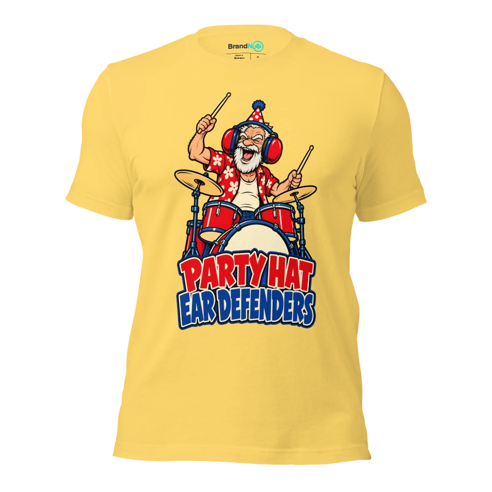 PARTY HAT EAR DEFENDERS T Shirt Yellow Front