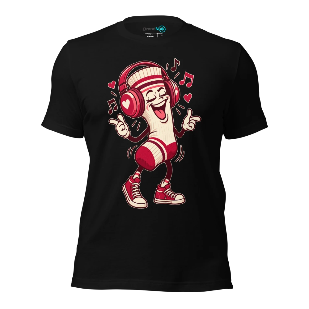 THE SINGLE SOCK HAS EXCELLENT MUSIC TASTE T Shirt Black Front