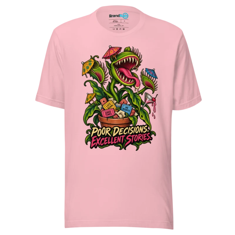 Poor Decisions Botanical – Rave Graphic T Shirt - Pink