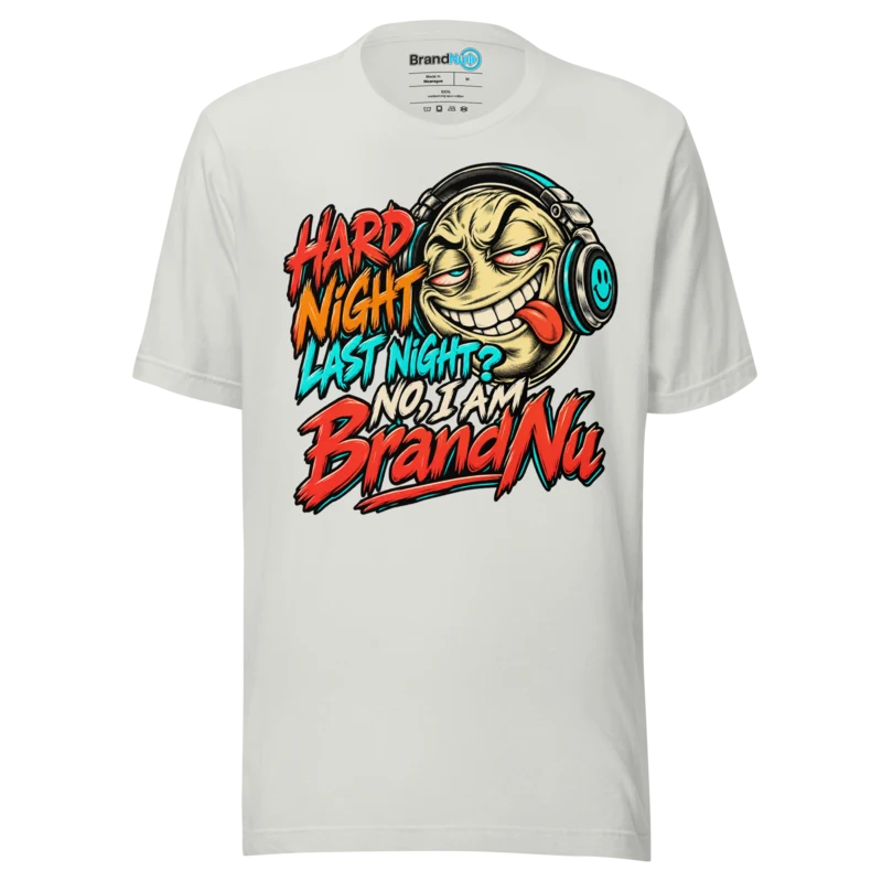 T-Shirt with Hard Night Last Night Design Silver front
