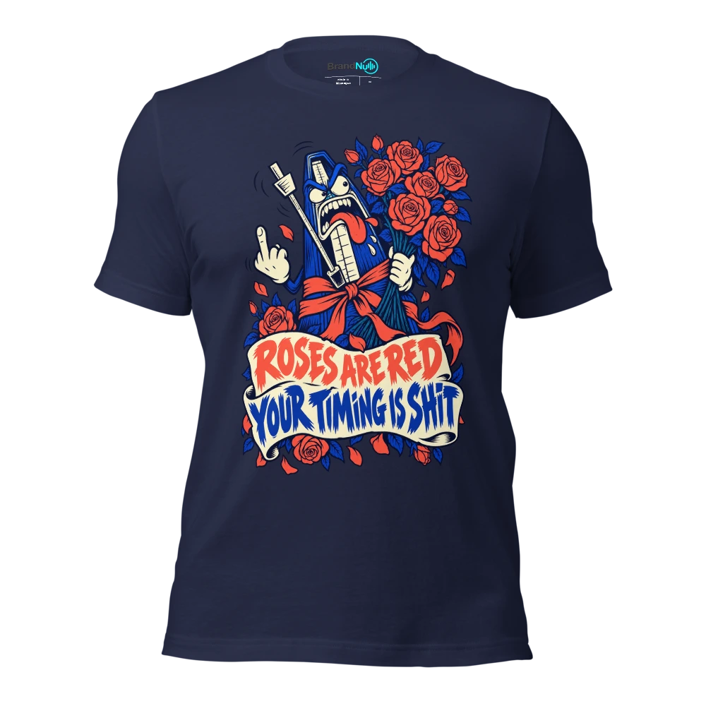 ROSES ARE RED YOUR TIMING IS SHIT T Shirt Navy Front
