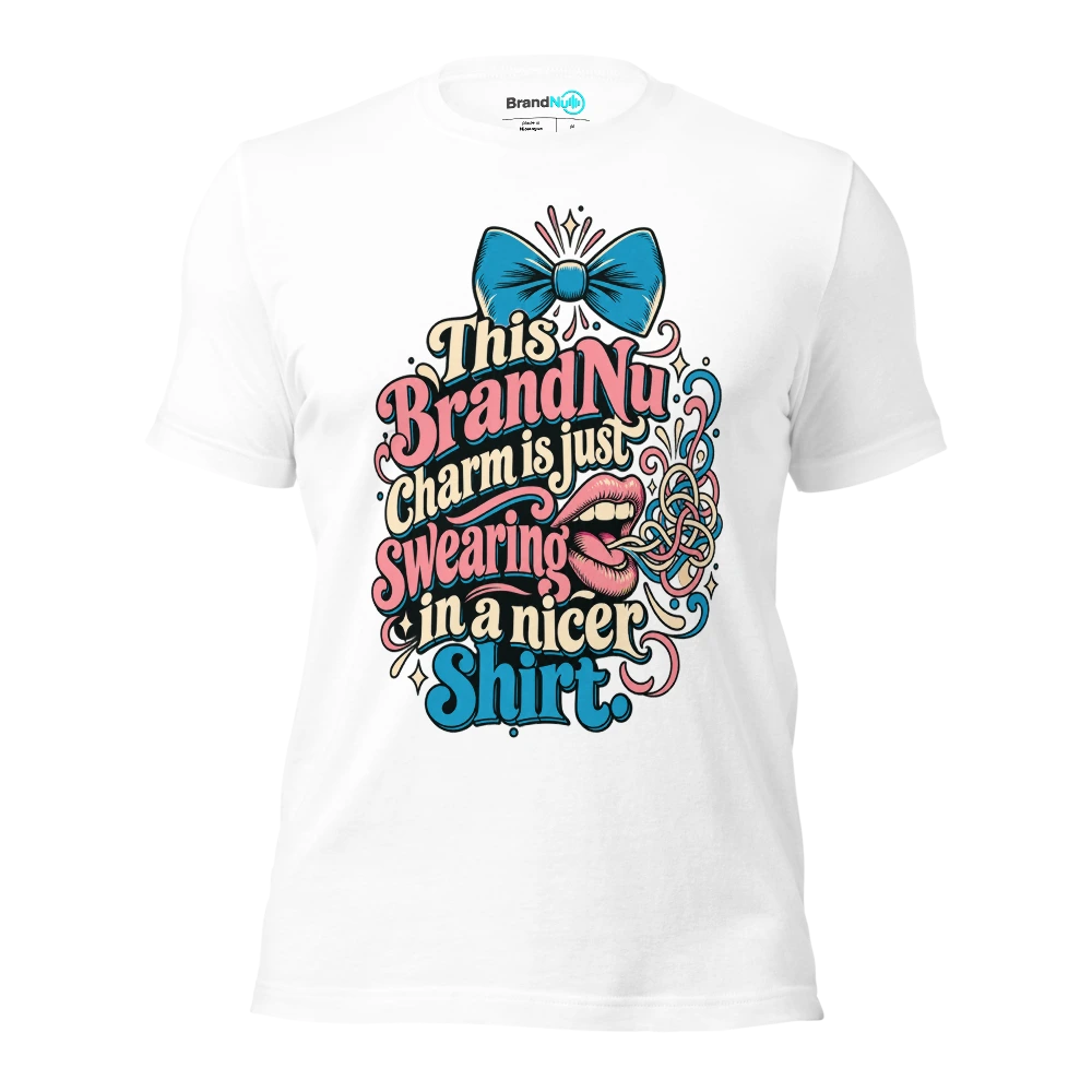 This BrandNu charm is just swearing in a nicer shirt T Shirt White Front