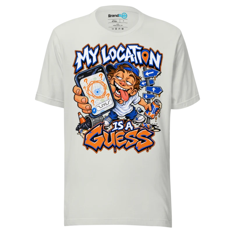 BrandNu My Location Is A Guess T-Shirt - Silver