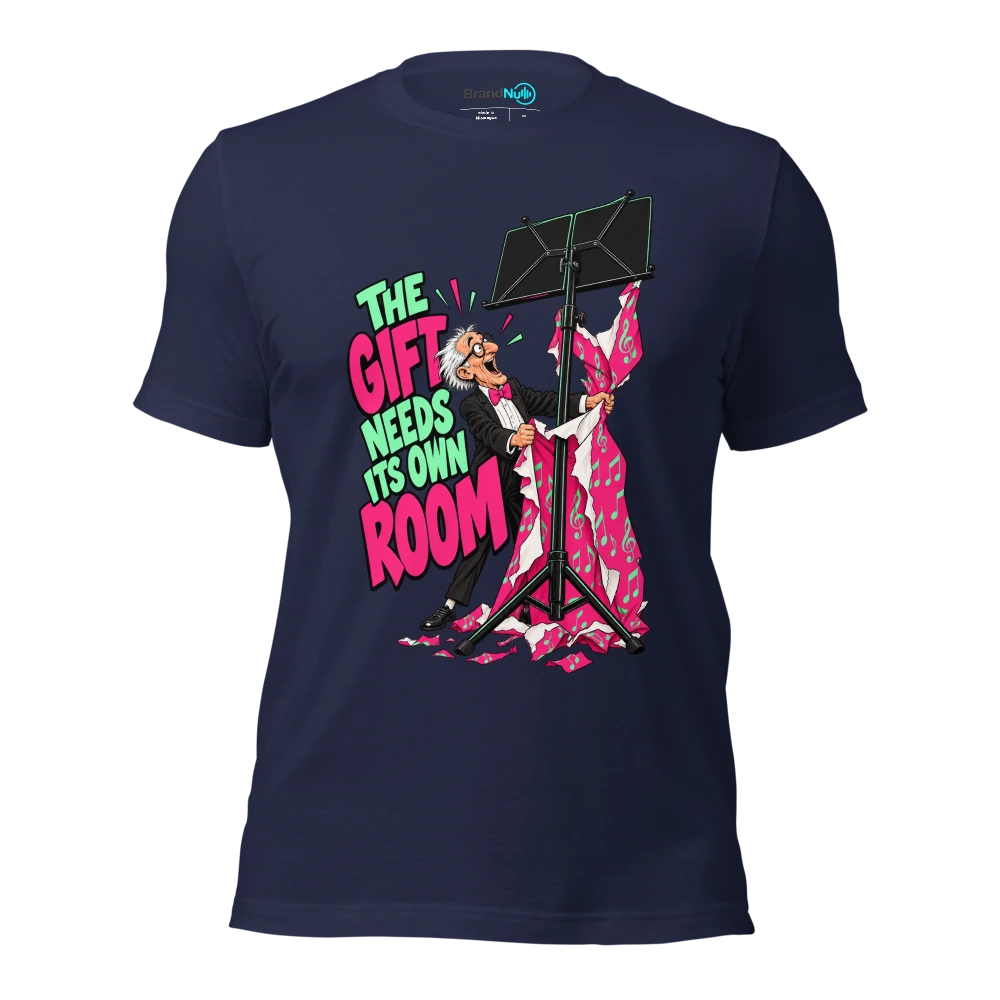 THE GIFT NEEDS ITS OWN ROOM T Shirt Navy Front