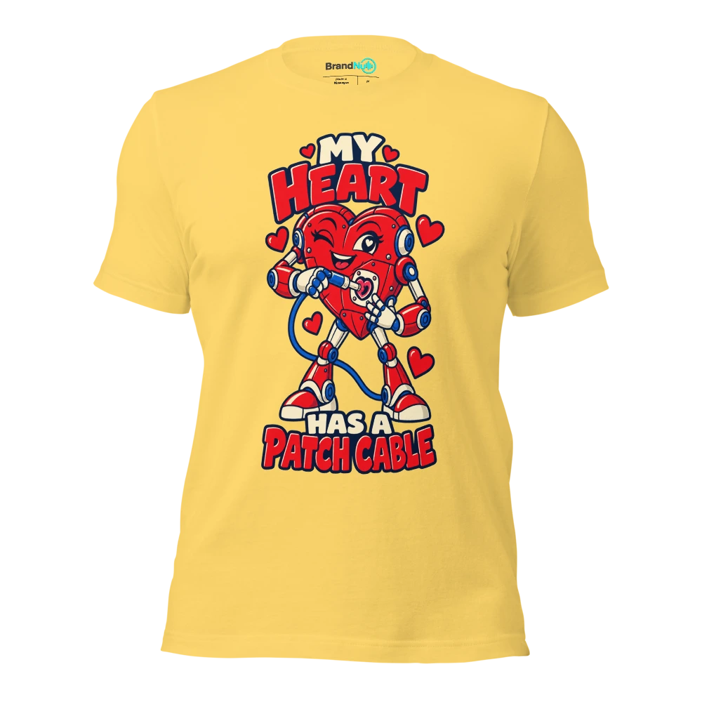 MY HEART HAS A PATCH CABLE T Shirt Yellow Front
