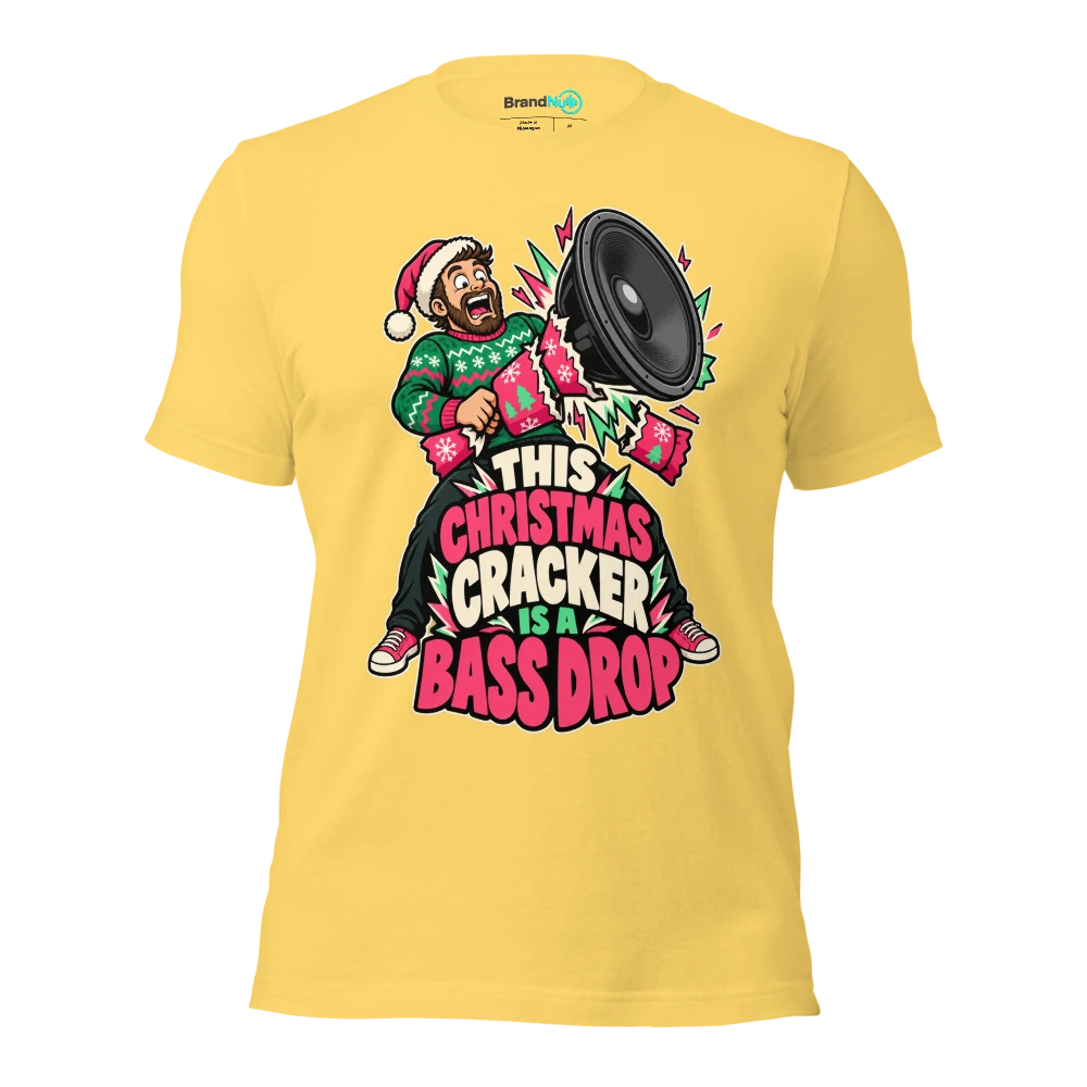 THIS CHRISTMAS CRACKER IS A BASS DROP T Shirt Yellow Front