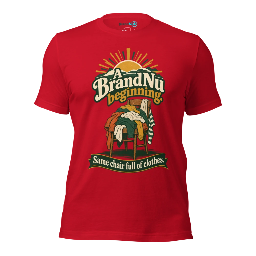 A BrandNu beginning. Same chair full of clothes T Shirt Red Front