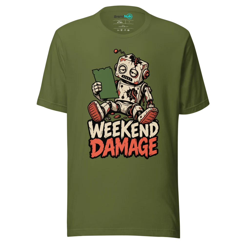 WEEKEND DAMAGE T Shirt Olive Front