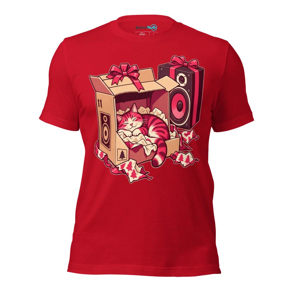 THE CAT HAS CLAIMED THE NEW SPEAKER BOX T Shirt Red Front