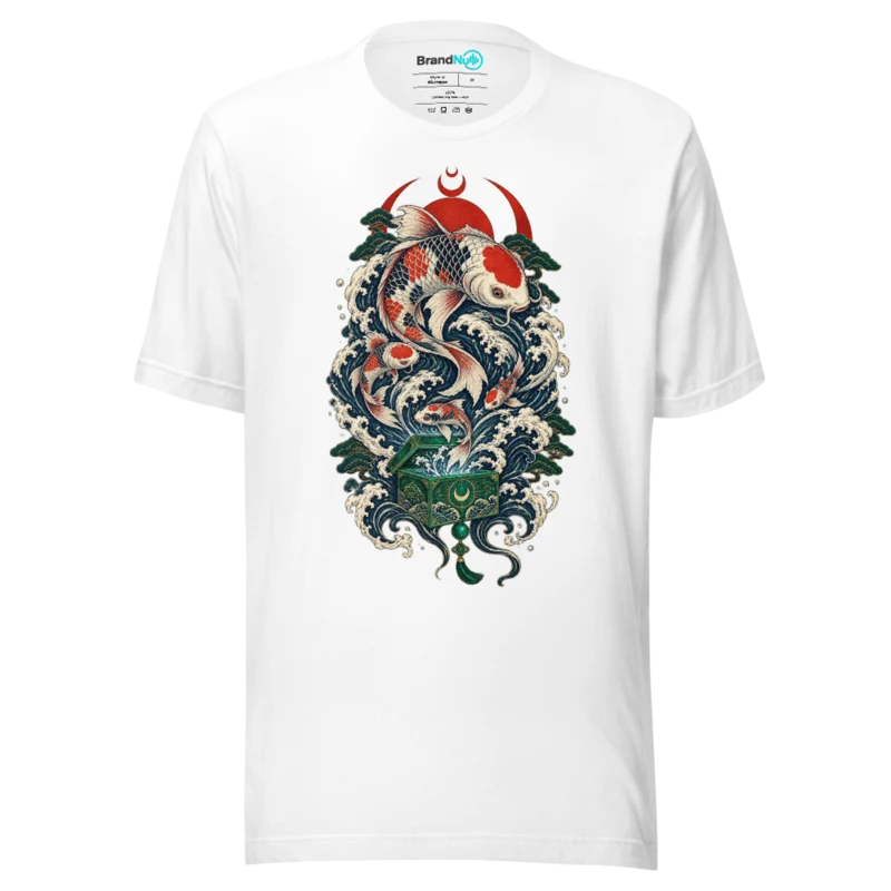 Big Fish Small Fish Cardboard Box T Shirt - Rave Koi Edition - White