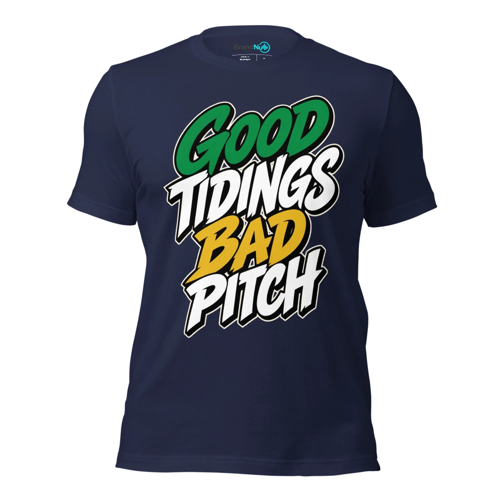 GOOD TIDINGS BAD PITCH T Shirt Navy Front