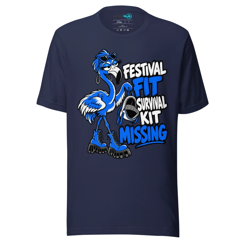 FESTIVAL FIT SURVIVAL KIT MISSING T Shirt Navy Front