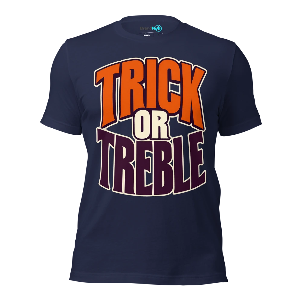 TRICK OR TREBLE T Shirt Navy Front