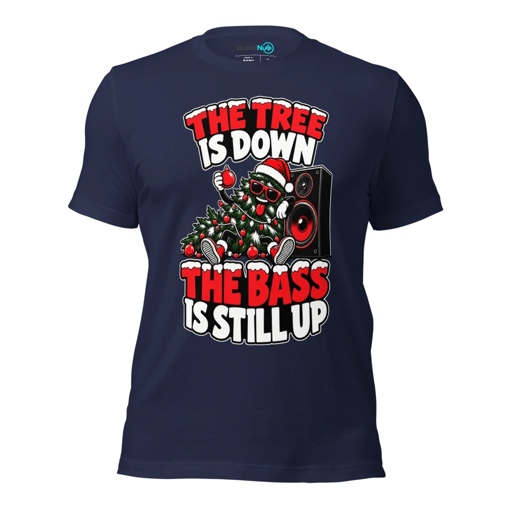 THE TREE IS DOWN THE BASS IS STILL UP T Shirt Navy Front