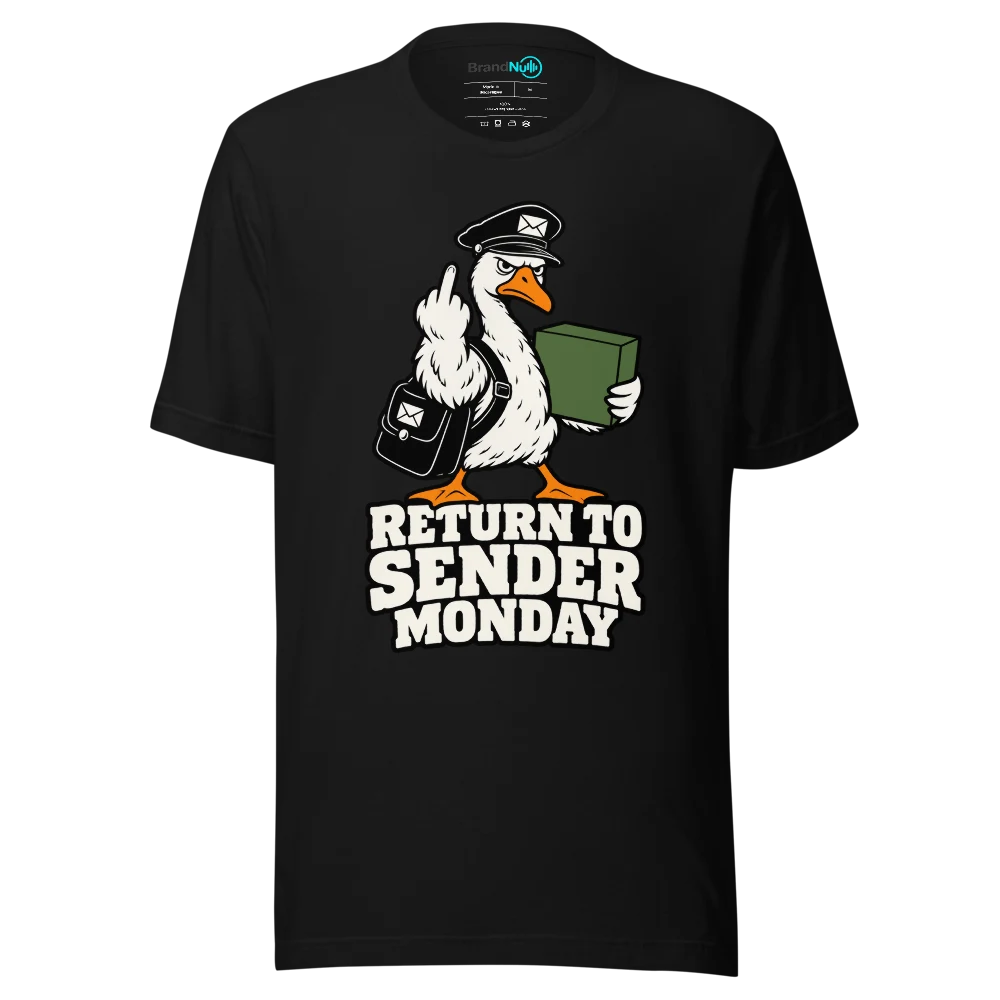 RETURN TO SENDER MONDAY T Shirt Black Front