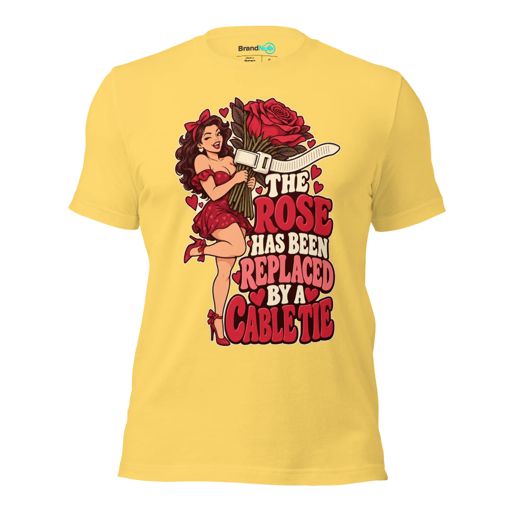 THE ROSE HAS BEEN REPLACED BY A CABLE TIE T Shirt Yellow Front