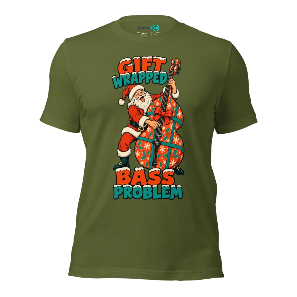 GIFT WRAPPED BASS PROBLEM T Shirt Olive Front