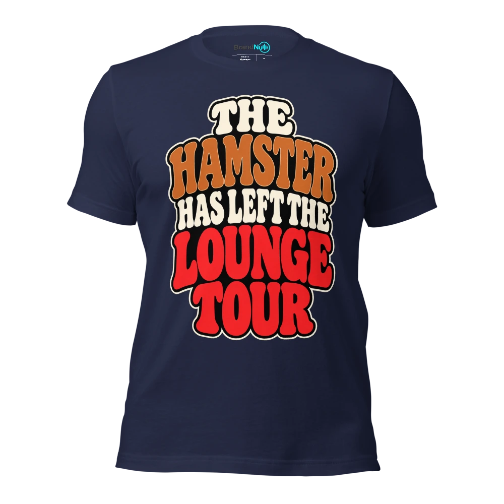THE HAMSTER HAS LEFT THE LOUNGE TOUR T Shirt Navy Front