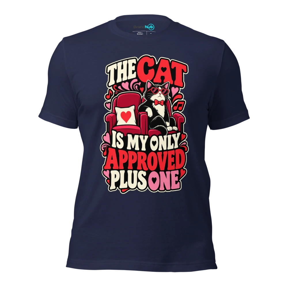 THE CAT IS MY ONLY APPROVED PLUS ONE T Shirt Navy Front