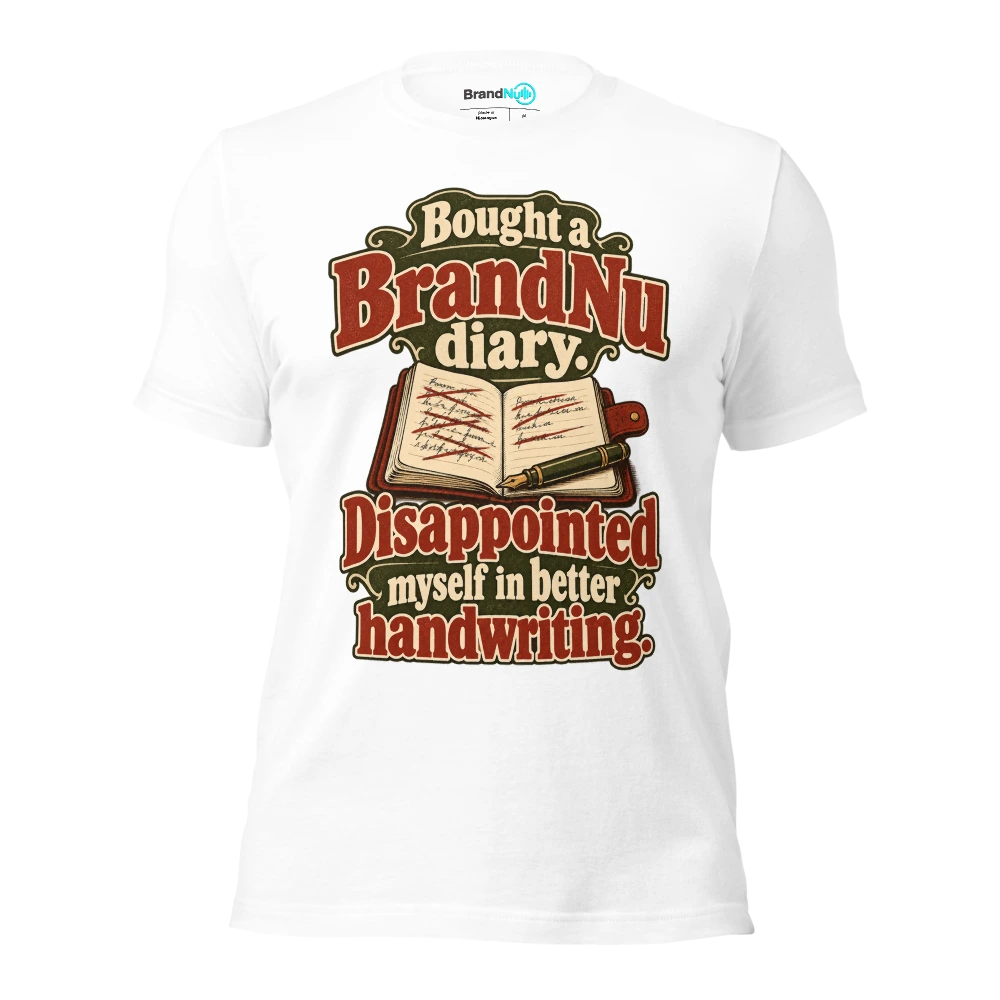Bought a BrandNu diary. Disappointed myself in better handwriting T Shirt White Front