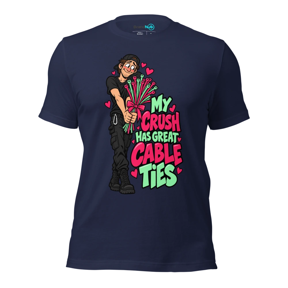 MY CRUSH HAS GREAT CABLE TIES T Shirt Navy Front