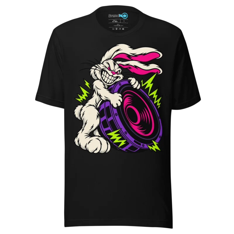 BrandNu Speaker Hugger Rabbit T-Shirt - Black