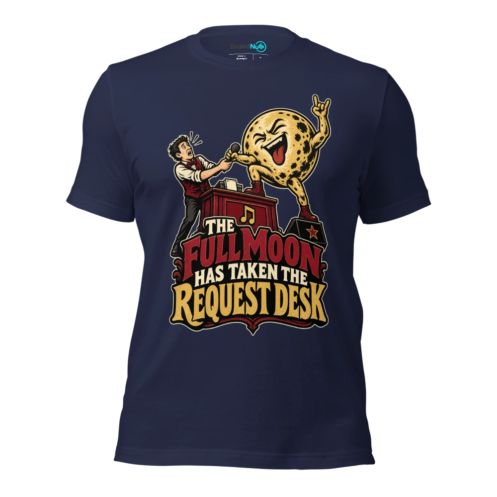 THE FULL MOON HAS TAKEN THE REQUEST DESK T Shirt - Navy - front - Ghost 2