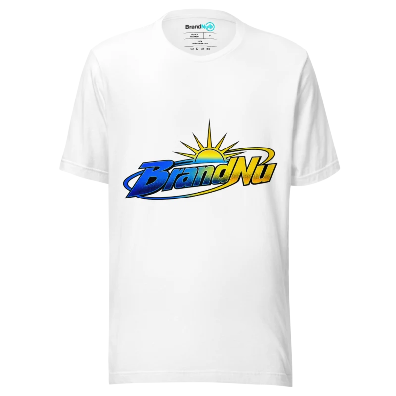 Bold Blue and Yellow Gradient BrandNu T Shirt - Sunrise Orbit Edition - White