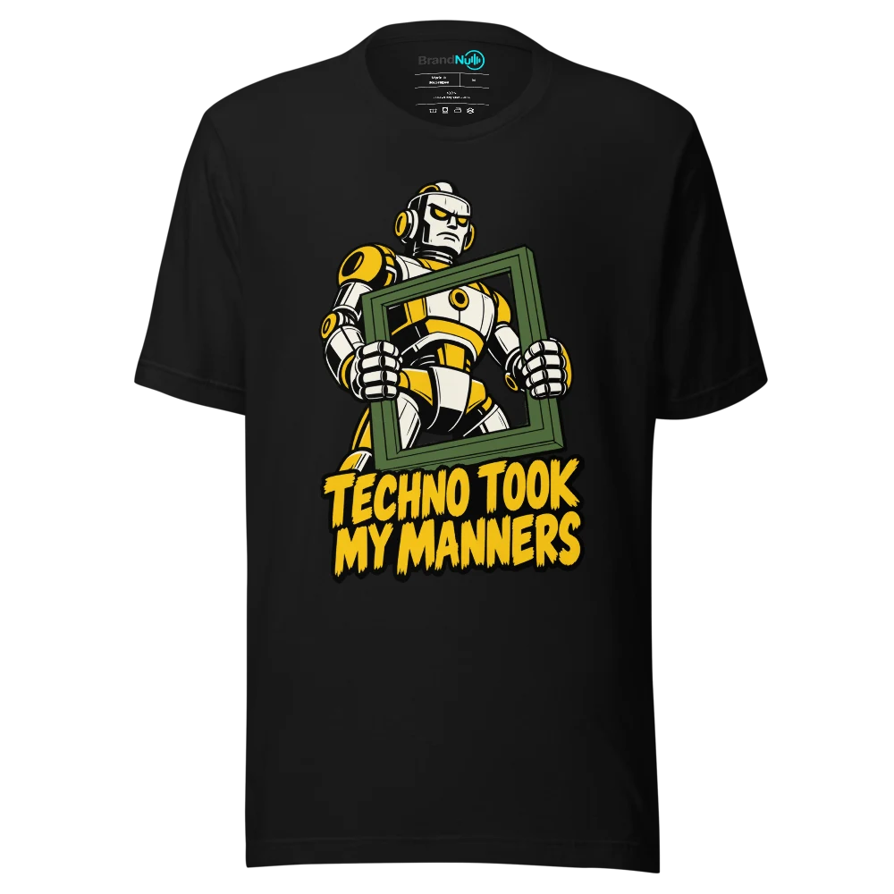 TECHNO TOOK MY MANNERS T Shirt Black Front