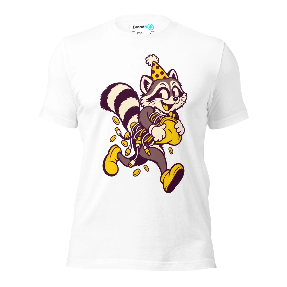 THE PARTY RACCOON HAS STOLEN MY UPGRADE BUDGET T Shirt White Front