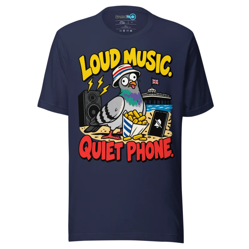 BrandNu Loud Music. Quiet Phone. T-Shirt - Navy