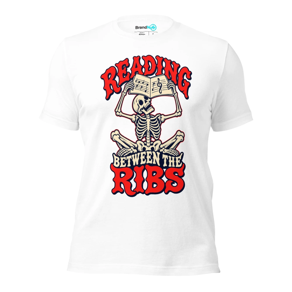 READING BETWEEN THE RIBS T Shirt White Front